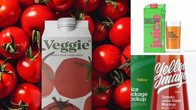 2567+ Carton Package With Tomato Juice Glass PSD Mockup Professional Quality Freebie PSD File