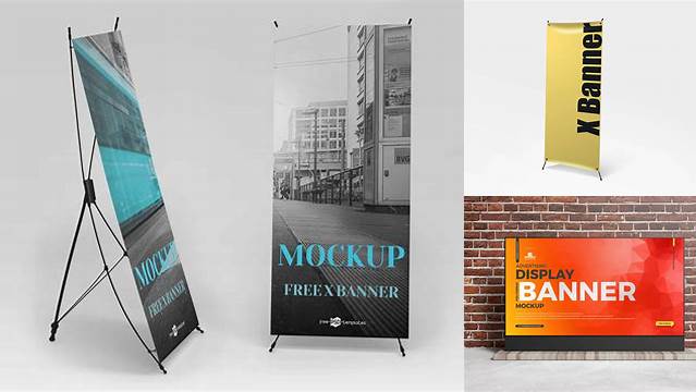 2568+ X Banner PSD Mockup Front View Customizable Layered Design PSD