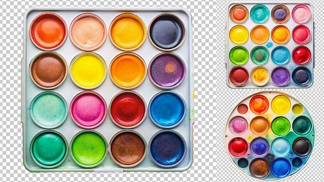 2569+ Watercolor Paints PSD Mockup Front View High-Angle Shot Editable Design PSD File