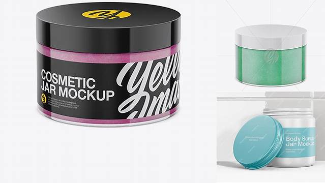 2570+ Glossy Cosmetic Jar with Scrub PSD Mockup High-Angle Shot Elegant and Stylish Mockup