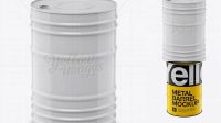 2571+ 200L Metal Barrel PSD Mockup Front View High-Angle Shot Versatile Photoshop File