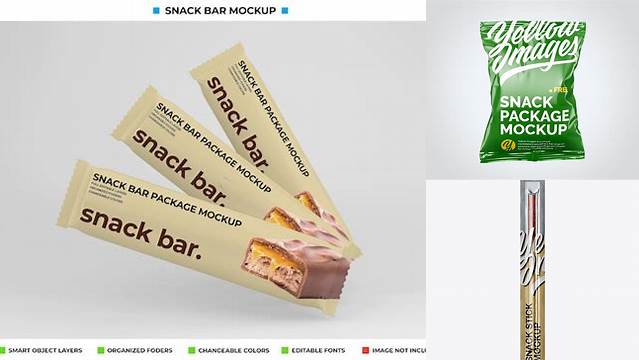 2573+ Snack Stick with Metallic Film PSD Mockup Easy-to-Edit Photoshop Freebie