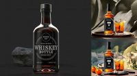 2574+ Amber Glass Whiskey Bottle PSD Mockup High-End Creative PSD Template