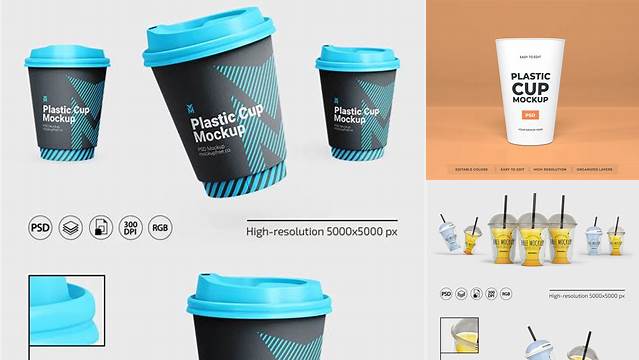 2574+ Plastic Cup PSD Mockup Half Side View Free Graphic Design Resource