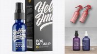 2576+ Glossy Spray Bottle with Paper Box PSD Mockup Elegant and Versatile PSD Resource