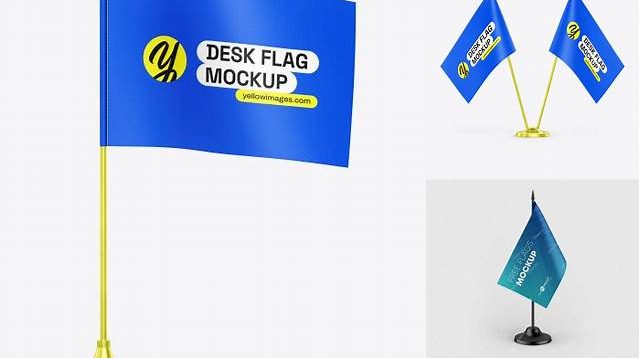 2577+ Matte Desk Flags PSD Mockup Elegant and Stylish Mockup