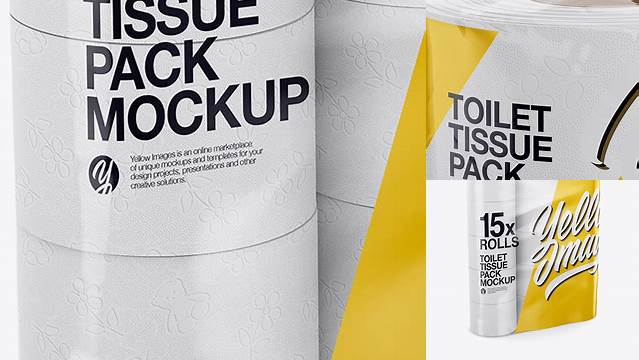 2578+ 15x Toilet Tissue Pack PSD Mockup Half Side View High-Resolution Graphic