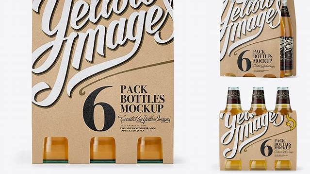 2581+ Kraft Paper 6 Pack Beer Bottle Carrier PSD Mockup Professional Design PSD