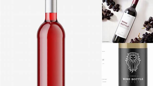 2583+ Clear Glass Red Wine Bottle PSD Mockup Editable Photoshop Template Freebie