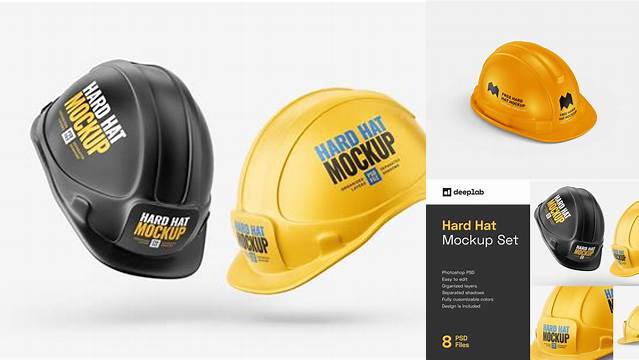 2583+ Full Brim Hard Hat PSD Mockup Side View Smart Layer Mockup Free