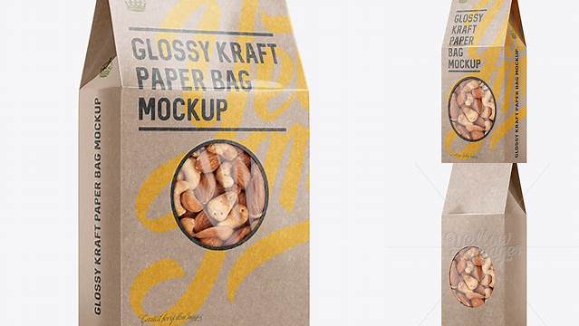 2585+ Glossy Kraft Paper Box PSD Mockup Halfside View Photoshop Freebie