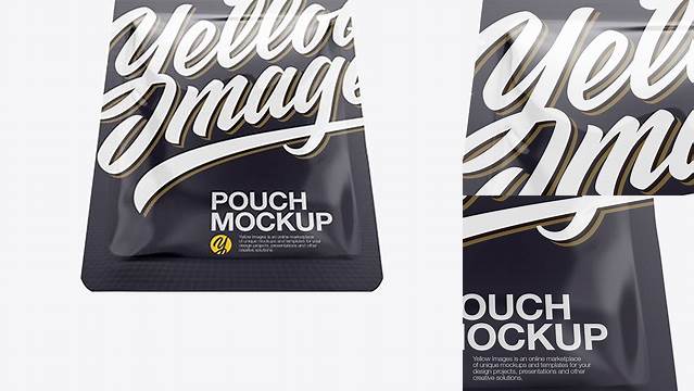 2589+ Glossy Pouch PSD Mockup Top VIew Hero Shot PSD Download