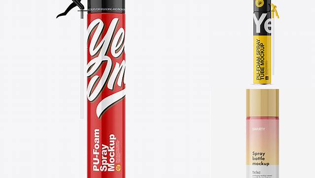 2592+ Pu-Foam Glossy Spray Can PSD Mockup Free Graphic Design Resource