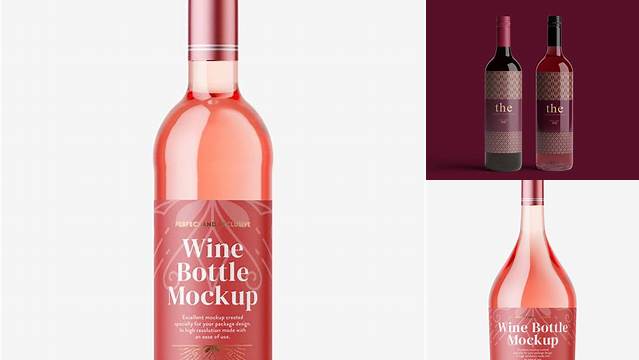 2594+ Rose Wine Bottle Mockup Free Smart Layer PSD