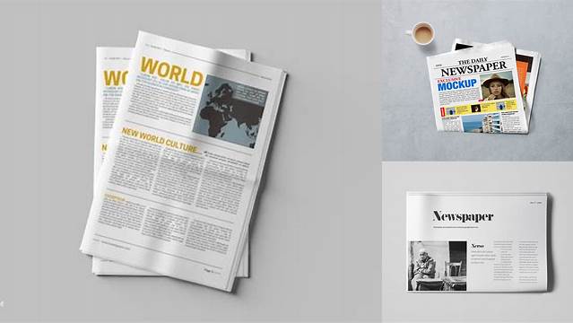 2596+ Newspaper PSD Mockup Top View Customizable Photoshop Template