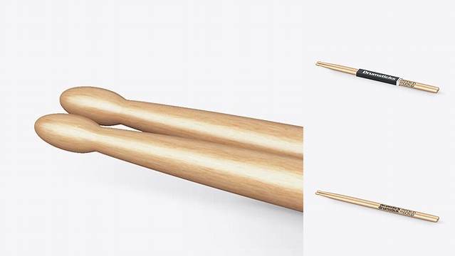 2596+ Wooden Drumsticks PSD Mockup Half Side View Easy-to-Use PSD Template