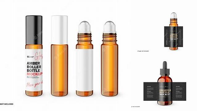 2598+ 10ml Amber Glass Roller Bottle PSD Mockup Premium Free Mockup PSD