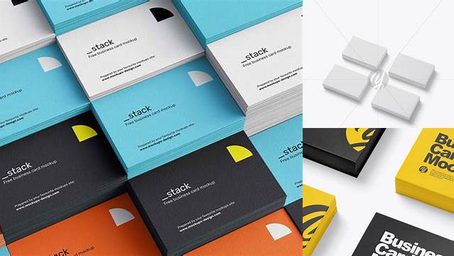 2599+ 4 Business Cards Stacks PSD Mockup Half Side View Download Professional PSD