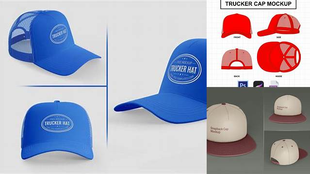 260+ Snapback Trucker Cap PSD Mockup Front View Modern PSD Templates