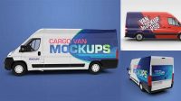 2602+ Van Express PSD Mockup Side View Free Editable Photoshop Template