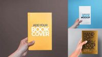 2604+ Hardcover Book in a Hand PSD Mockup Fully Customizable Mockup PSD Free