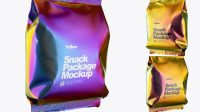 2604+ Holographic Snack Package PSD Mockup Half Side View High Resolution