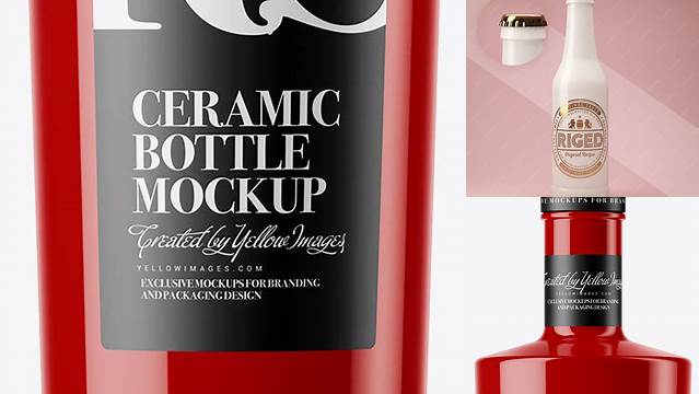 261+ 700ml Glossy Ceramic Bottle PSD Mockup Custom Design Freebie PSD