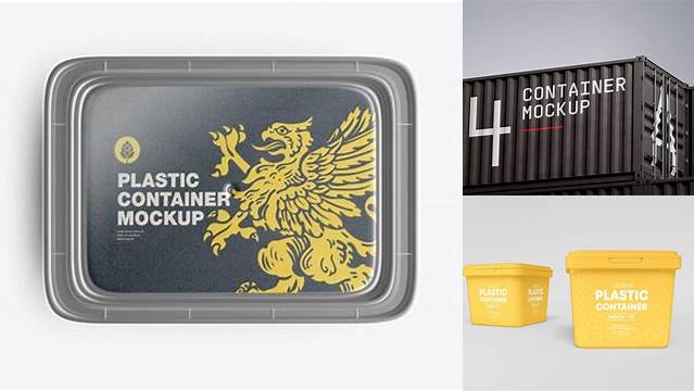 2611+ Plastic Container with Lock PSD Mockup Front View High-Resolution Editable PSD