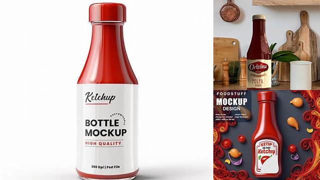 2613+ 500g Ketchup Bottle PSD Mockup Layered PSD for Easy Editing