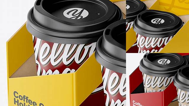 2615+ Matte Coffee Cup Holder with Matte Cups PSD Mockup Exclusive Free Photoshop Asset