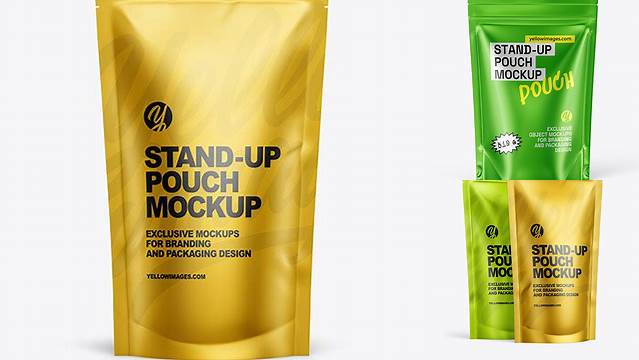 2617+ Metallic Stand Up Pouch PSD Mockup Front View Creative Digital PSD Download