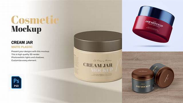 2618+ Clear Cosmetic Jar With Cream PSD Mockup Easy-to-Edit Photoshop Freebie