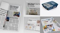 2627+ Newspaper PSD Mockup Half Side View High-Angle Shot Free Smart Object Templates