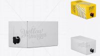 2632+ White Paper Wine Box with a Tap PSD Mockup 25° Angle Front View Eye-Level Shot Exclusive and Stylish Design PSD