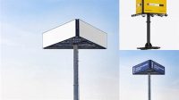 2635+ Triple Billboard PSD Mockup Half Side View Editable Mockup PSD