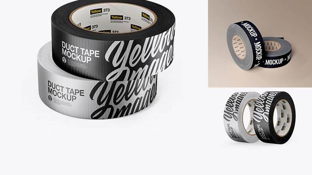 2636+ Two Metallic Duct Tape Rolls PSD Mockup Front View High-Quality PSD Files