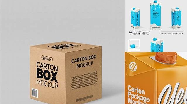 2637+ 1L Carton Box PSD Mockup Half Side View Advanced Editable Template Free