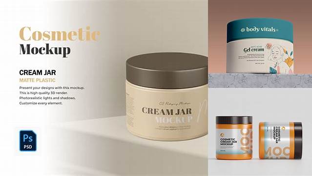 2638+ Open Glossy Jar with Cosmetic Cream PSD Mockup High-Angle Shot High-Resolution PSD Download