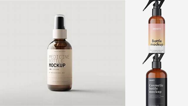 264+ Amber Spray Bottle With Transparent Cap PSD Mockup Digital Photoshop Free Mockup