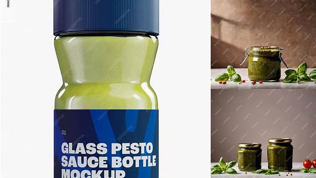 264+ Glass Jar with Pesto Sauce Front View Creative Free Photoshop Template