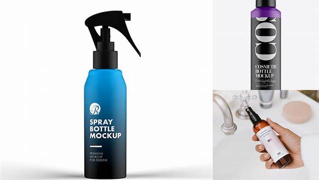 2640+ Matte Spray Bottle PSD Mockup Front View PSD Download