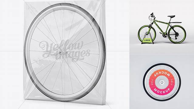 2644+ Plastic Bag With Bicycle Wheel PSD Mockup Half Side View Unique High-Resolution Design Freebie