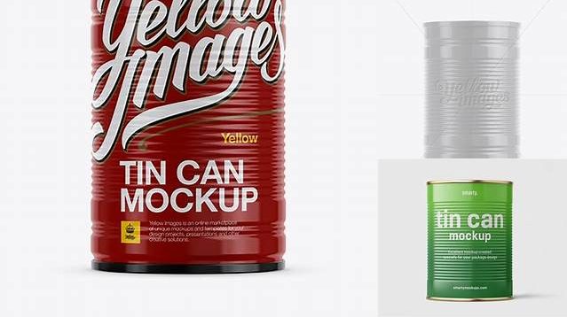 2646+ Glossy Tin Can PSD Mockup Eye-Level Shot Professional Quality Freebie PSD File