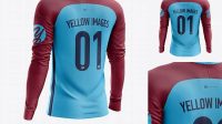 2654+ Men’s Soccer Team Jersey LS PSD Mockup Back Half Side View Free PSD for Creatives