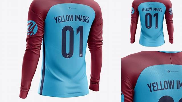 2654+ Men’s Soccer Team Jersey LS PSD Mockup Back Half Side View Free PSD for Creatives