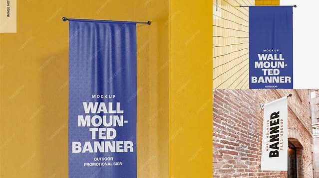 2654+ Wall Mounted Banner PSD Mockup Front View Advanced and Editable PSD Template Free