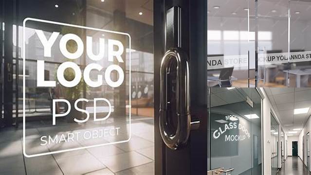 2659+ Glass Door Mockup Elegant PSD Mockup