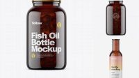 2660+ Dark Amber Glass Fish Oil Bottle PSD Mockup Elegant and Stylish Mockup