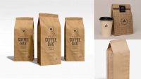 2665+ Kraft Paper Coffee Bag With Valve PSD Mockup Hero Shot Creative Layered Design File