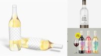 2668+ 750ml Clear Glass White Wine Bottle PSD Mockup Fully Customizable Photoshop Freebie